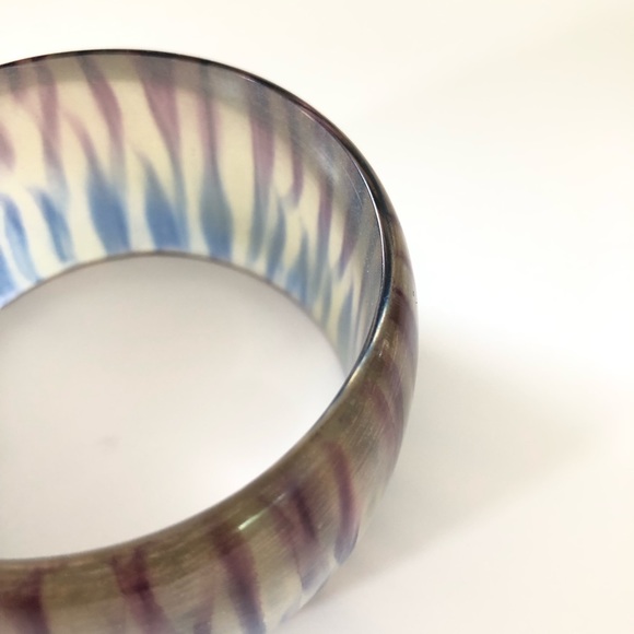 Vintage Lucite Chunky Shimmer Sparkle Painted Bracelet - Picture 3 of 7